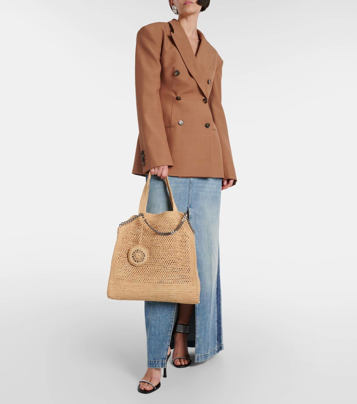 Stella McCartney Falabella Small crochet raffia shoulder bag