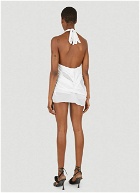 Wet Look Halter Mini Dress in White