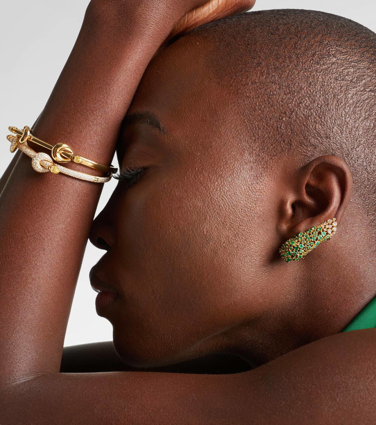 Ananya Scatter 18kt gold earrings with emeralds and diamonds