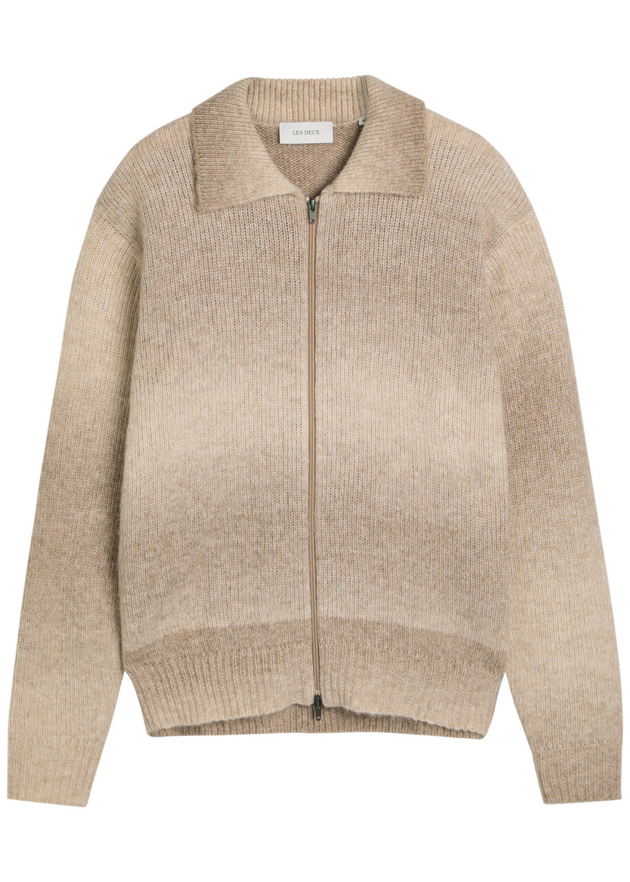 Les Deux Gannon Melange Knit Cardigan Beige
