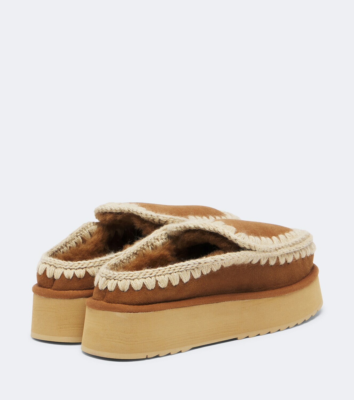 Mou Shearling-lined suede platform clogs