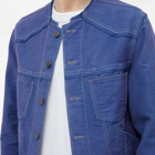 Maison Margiela Men's Colarless Denim Jacket in Cobalt Blue