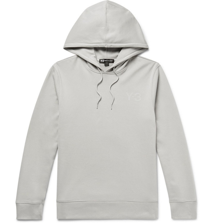 Photo: Y-3 - Logo-Print Loopback Cotton-Jersey Hoodie - Light gray