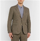 MAN 1924 - Brown Kennedy Slim-Fit Unstructured Houndstooth Linen Suit Jacket - Brown