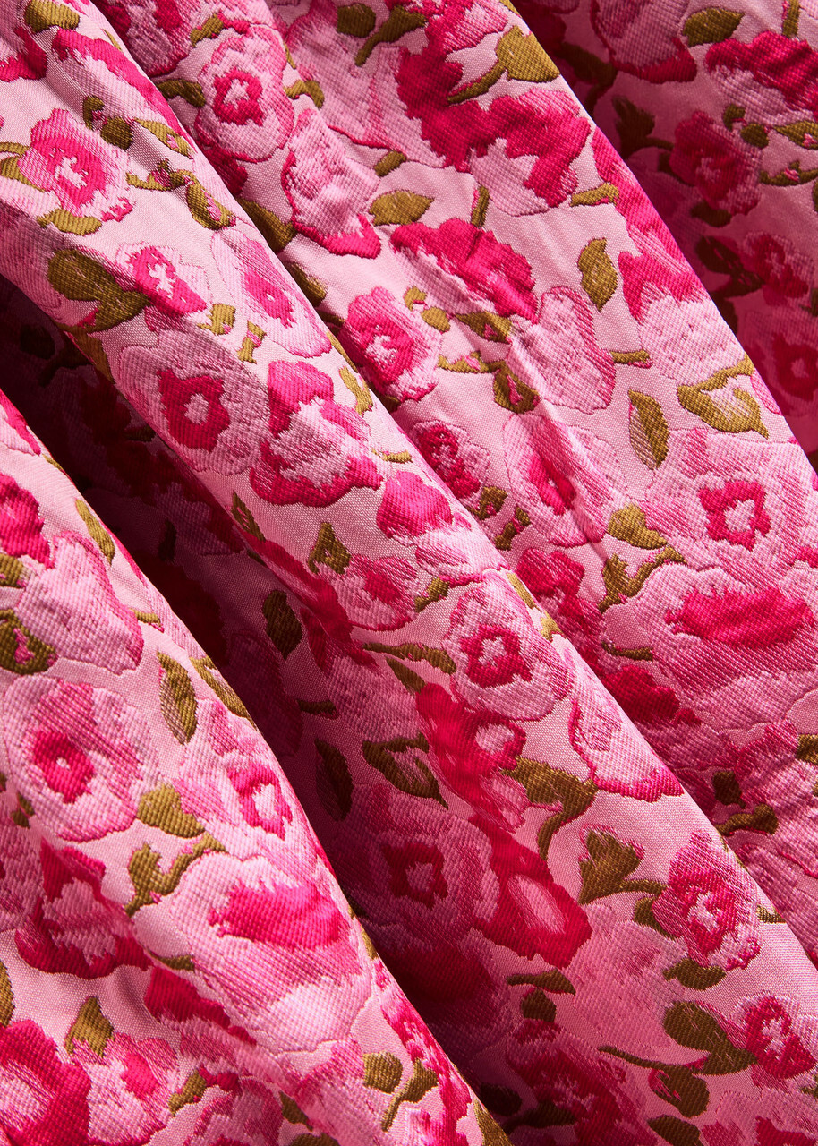 Sister Jane Primavera Floral-jacquard Cloqué Midi Dress Pink