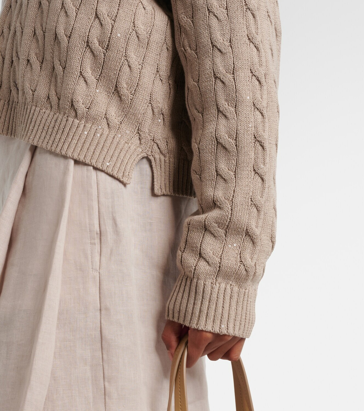 Brunello Cucinelli Cable-knit cotton-blend polo sweater