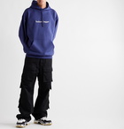 Balenciaga - Oversized Logo-Print Loopback Cotton-Jersey Hoodie - Blue