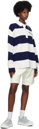 AMI Alexandre Mattiussi Navy & White Striped Long Sleeve Polo