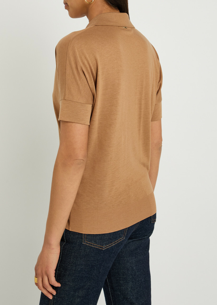 Herno Fine-knit Polo top Camel
