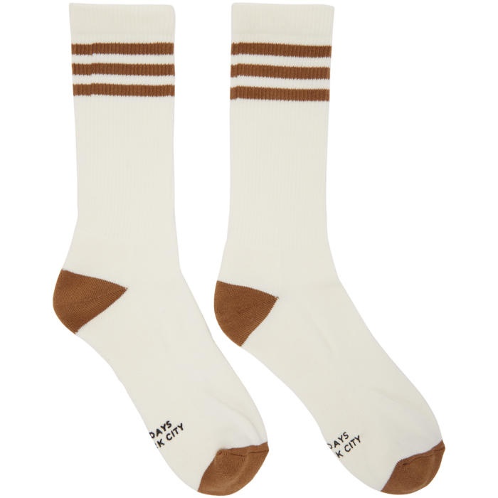 Photo: Saturdays NYC White and Brown Athlete Socks