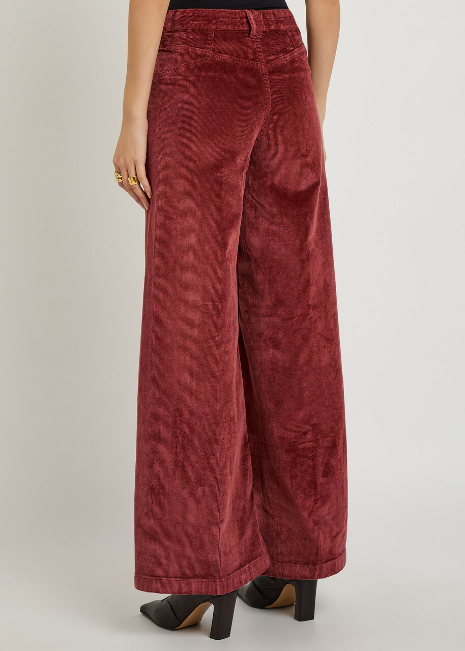 Free People Kellee Wide-leg Corduroy Trousers Red