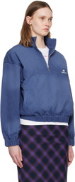 SHUSHU/TONG Blue Stand Neck Pullover Sweatshirt