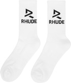Rhude White Trophy Racing Socks