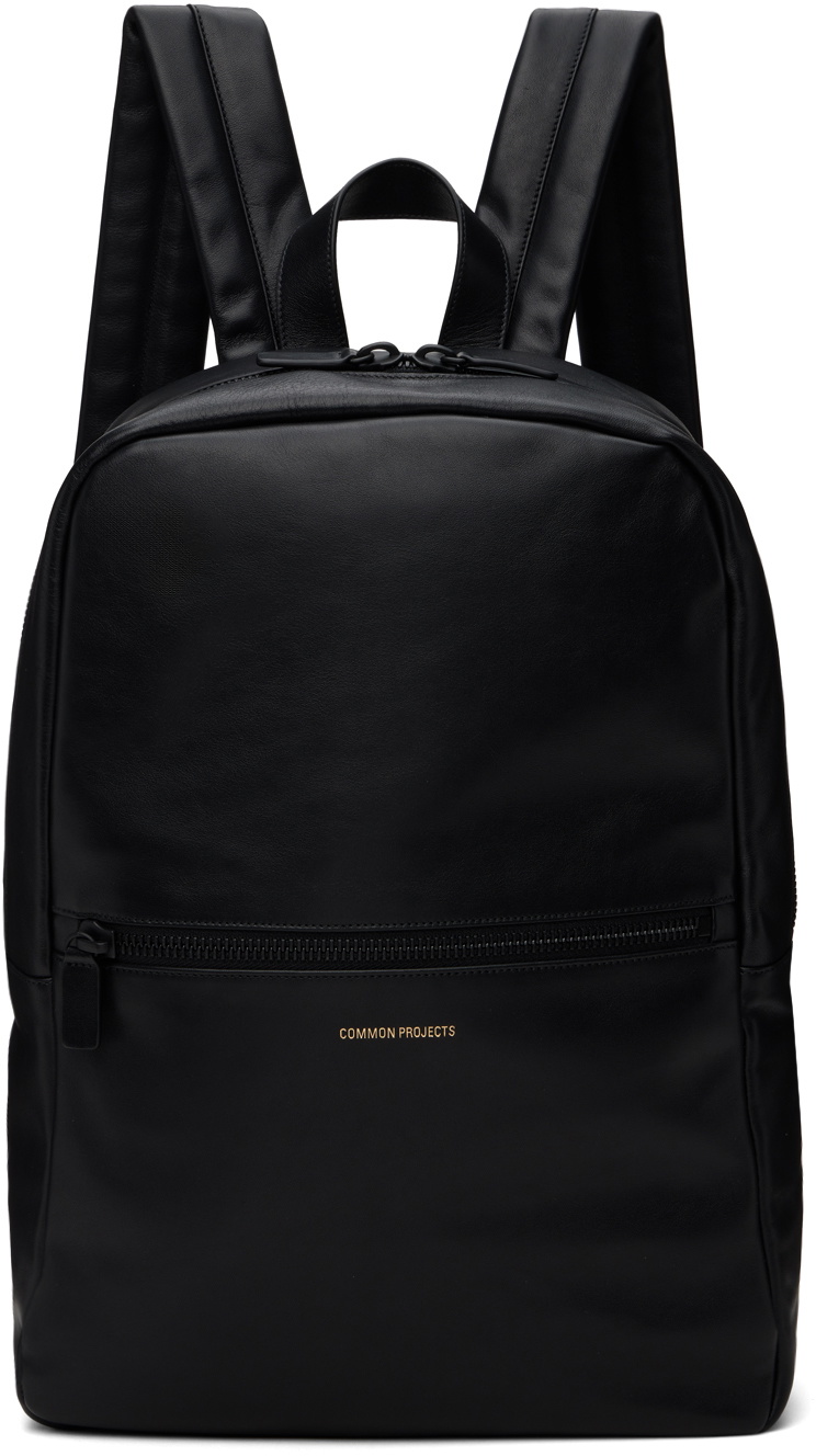 Common Projects Black Soft Leather Simple Backpack