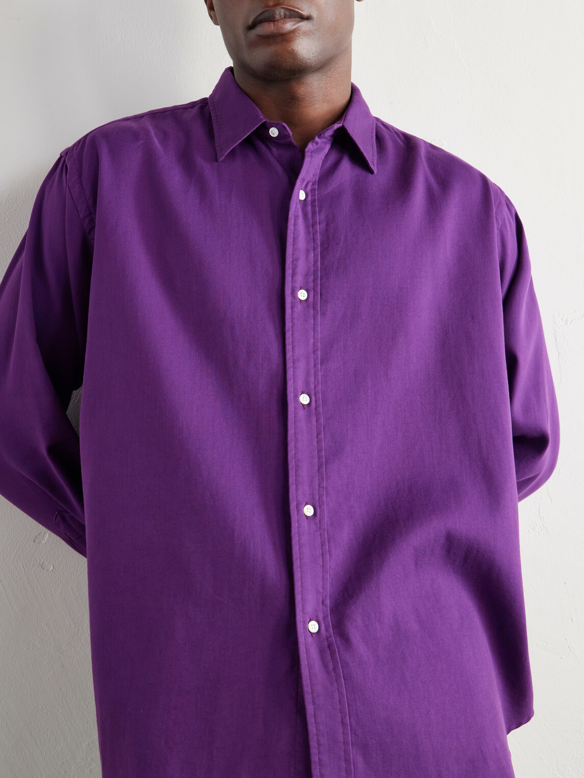 A.PRESSE - Cotton-Twill Shirt - Purple