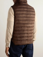 TOM FORD - Slim-Fit Reversible Quilted Leather-Trimmed Suede and Shell Down Gilet - Brown