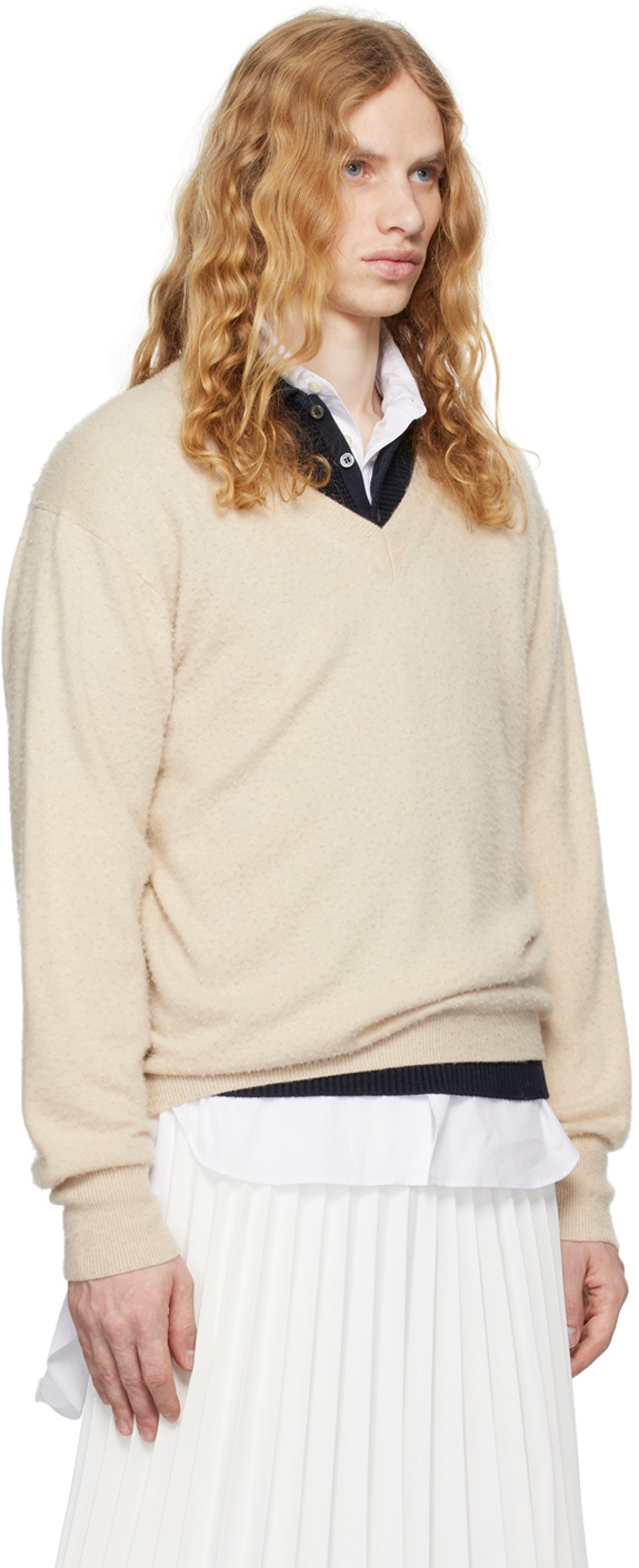 Maison Margiela Beige V-Neck Sweater Maison Margiela