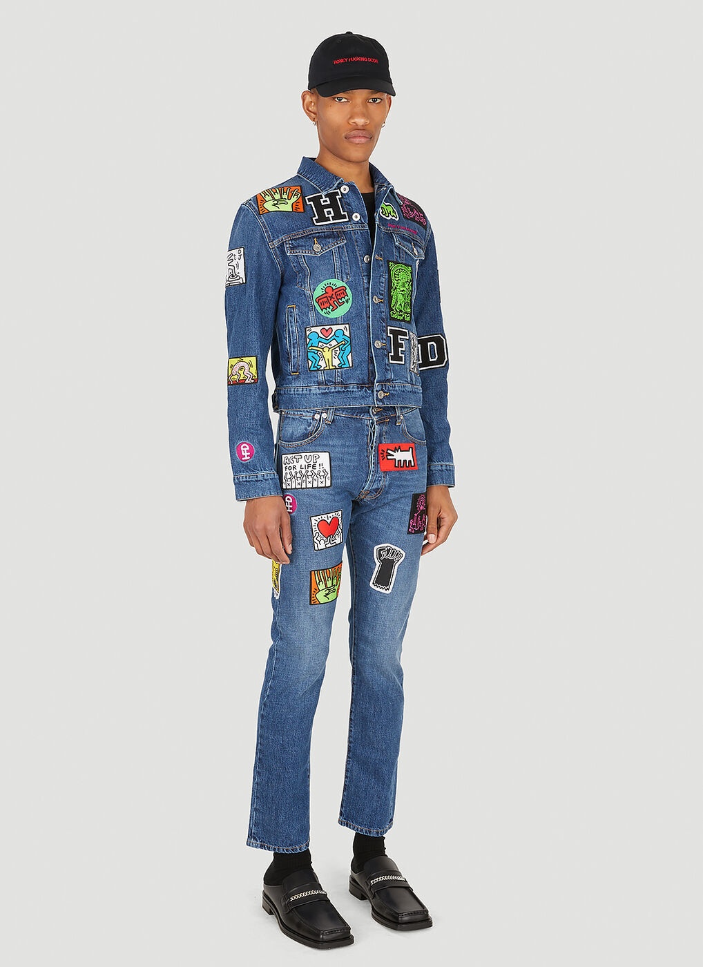 x Keith Haring Denim Jacket in Blue Honey Fucking Dijon