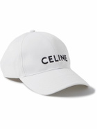 CELINE - Logo-Embroidered Cotton-Gabardine Baseball Cap - White