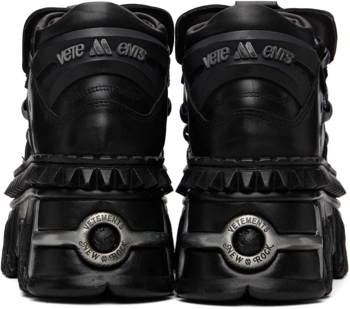 VETEMENTS Black New Rock Edition Fire Platform Sneakers