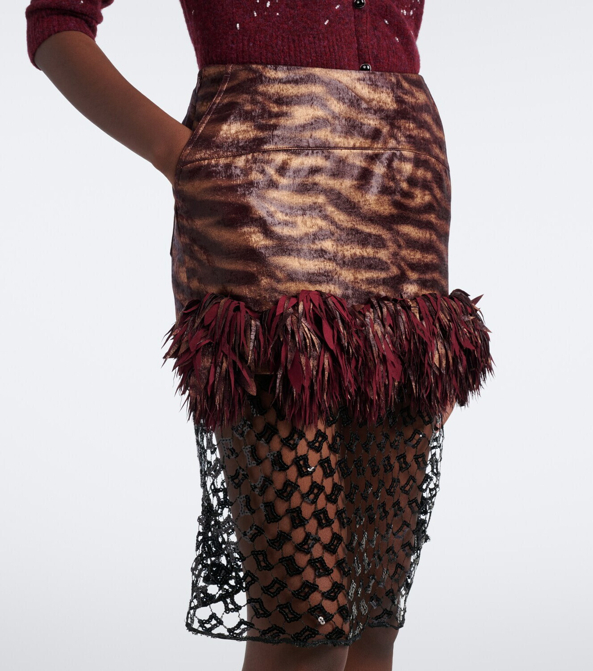 Jacques Wei Fringed paneled sequined miniskirt