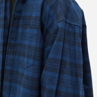 Balenciaga Men's Hooded Check Overshirt in Blue/Navy