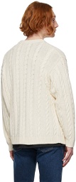 Nudie Jeans Off-White Cable Knit Cardigan