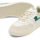 Stepney Workers Club Men's Pearl S-Strike Leather Sneaker in White/Spring Green