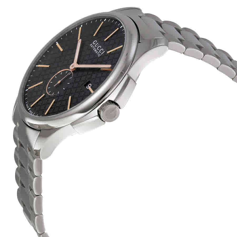 Gucci Timeless Automatic Black Dial Stainless Steel Mens Watch YA126312