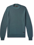 Loro Piana - Slim-Fit Leather-Trimmed Ribbed Virgin Wool Sweater - Blue