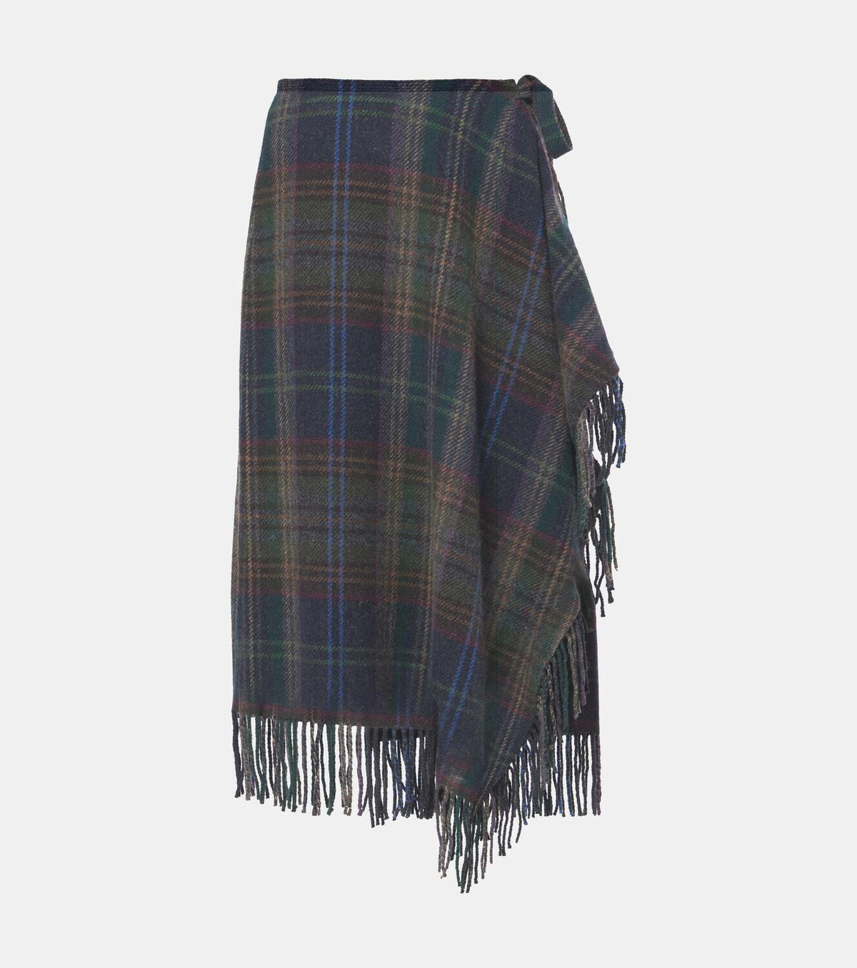 【送料&関税込】Polo Ralph Lauren Fringed Wrap Skirt Polo Ralph Lauren fringe-trim Plaid Wrap Skirt | Blue | FARFETCH
