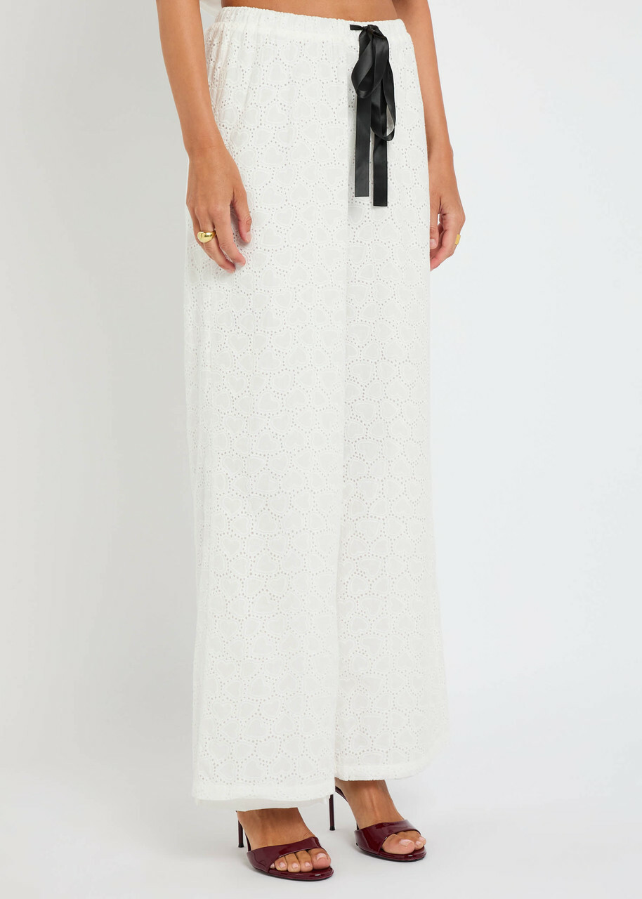 Sister Jane Blanca Broderie Anglaise Cotton Trousers White And Black
