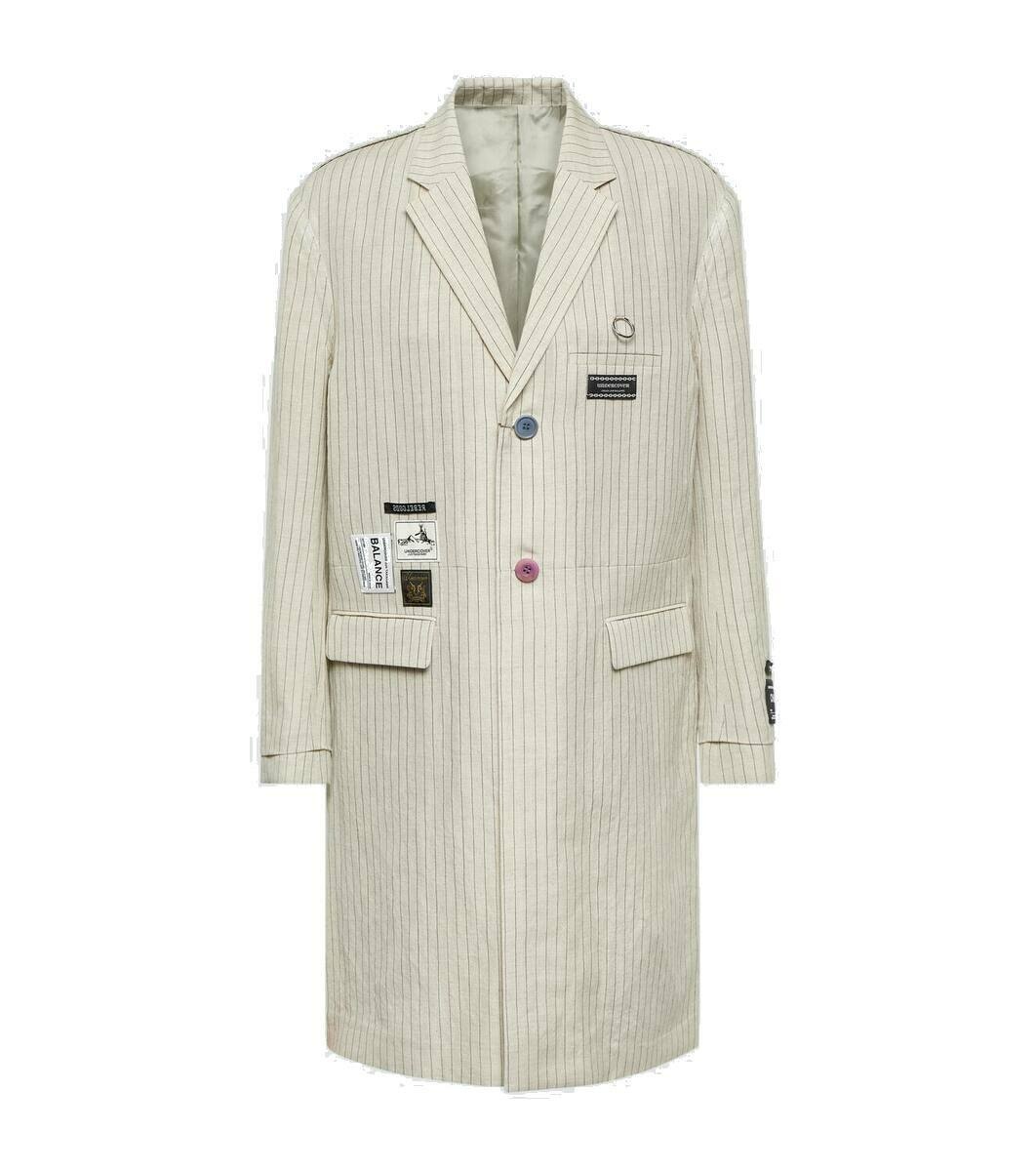 Photo: Undercover Appliqué pinstripe wool and linen coat