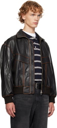 Dunst Brown Stand Collared Leather Jacket