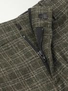 CELINE - Wide-Leg Pleated Checked Wool Trousers - Green