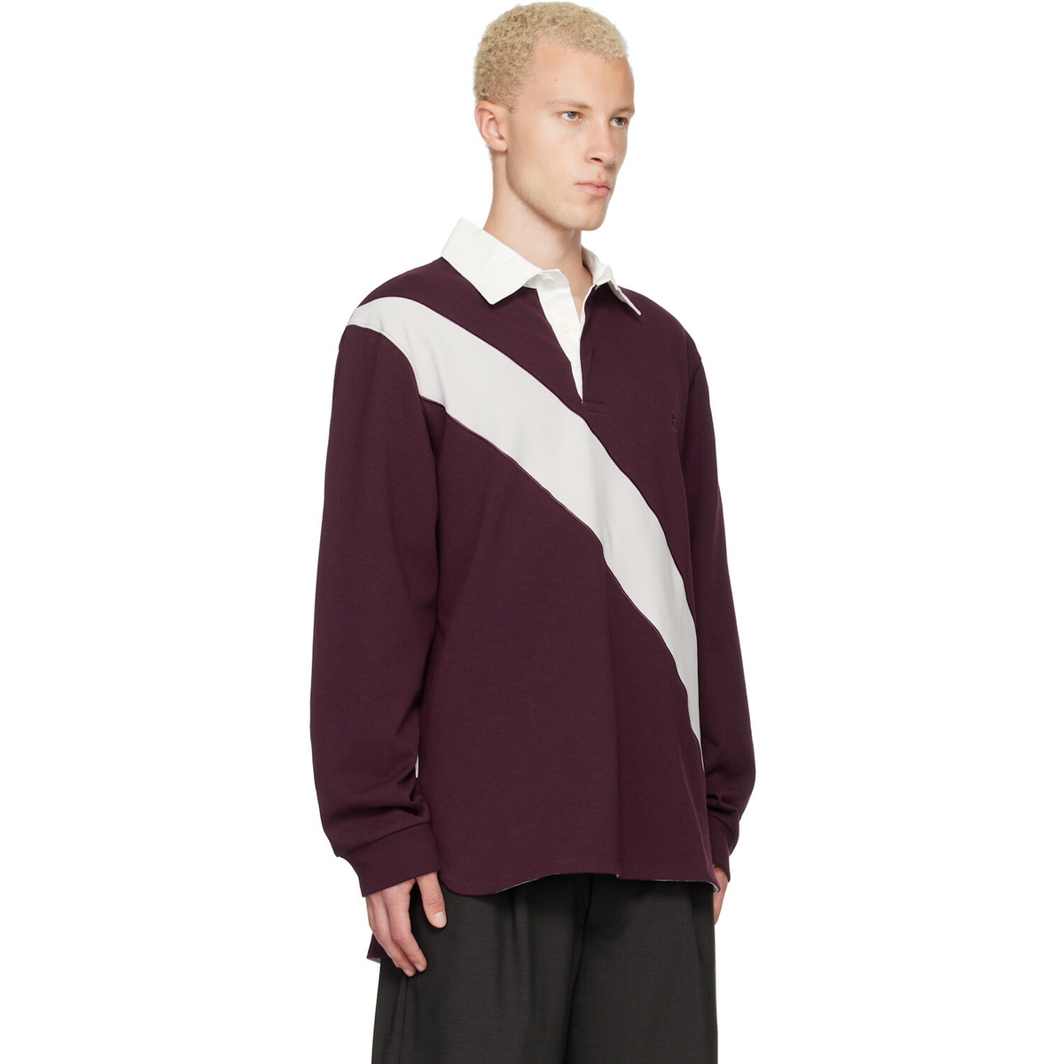 Wales Bonner Burgundy Prism Rugby Polo