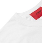 WHO DECIDES WAR by Ev Bravado - Embellished Printed Cotton-Jersey T-Shirt - White