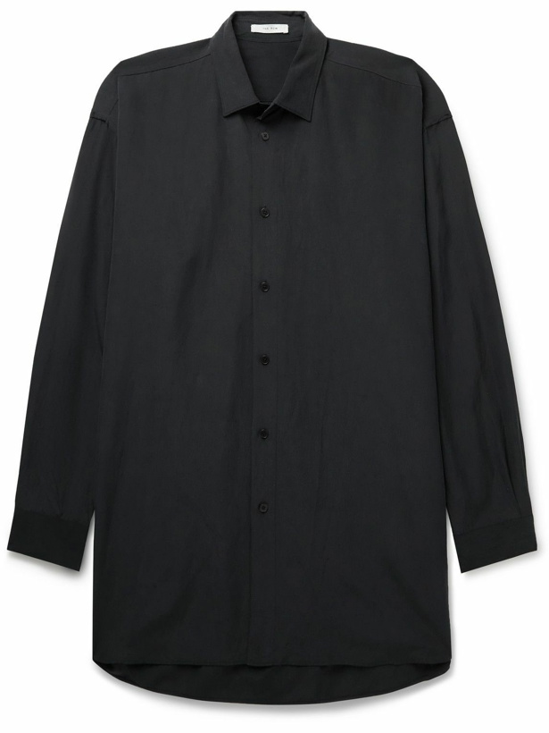 Photo: The Row - Lukre Oversized Silk and Linen-Blend Voile Shirt - Black