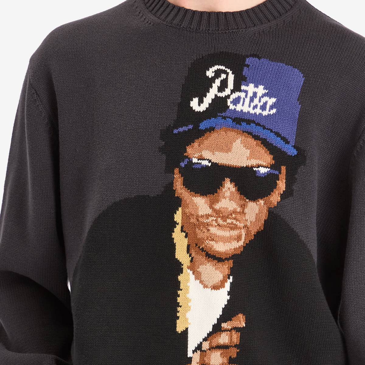 Patta Men's Old School Knit Jumper in Moonless Night