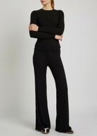 Tala Fold Over Flared-leg Stretch-modal Trousers Black