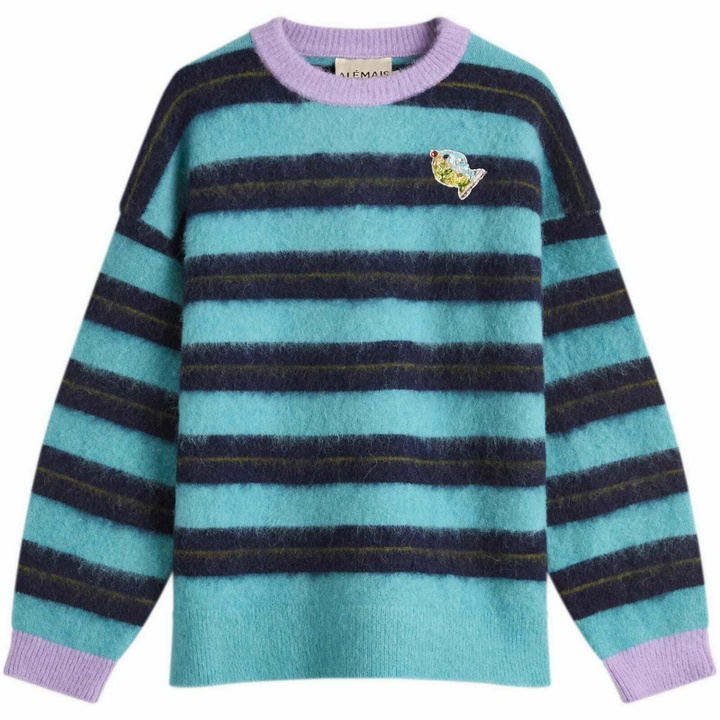 Photo: ALÉMAIS Women's Domenica Teal Sweater in Stripe