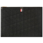 Thom Browne Men's Large Zip Laptop Holder in Black Pebble Grain