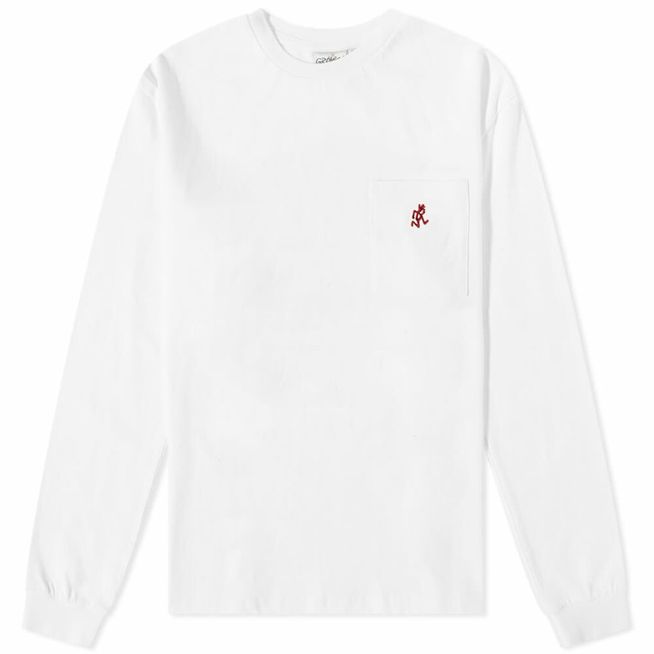 Photo: Gramicci Men's Long Sleeve One Point Pocket T-Shirt in White