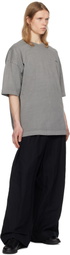 Juun.J Gray 'Language' Lettering Dyed Over Fit T-shirt