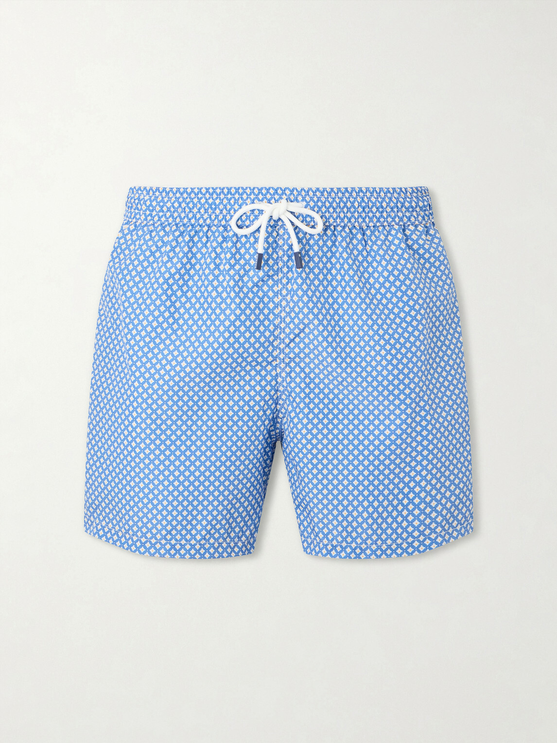 FEDELI - Madeira Straight-Leg Mid-Length Printed Swim Shorts - Blue