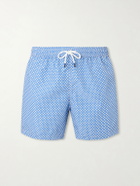 FEDELI - Madeira Straight-Leg Mid-Length Printed Swim Shorts - Blue