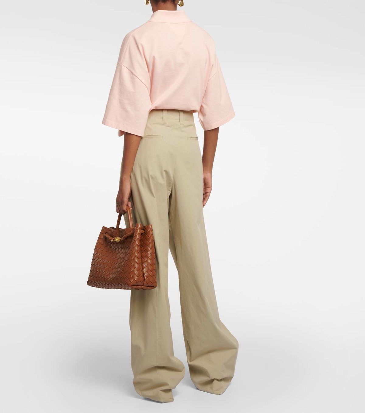 Bottega Veneta High-rise cotton and silk wide-leg pants
