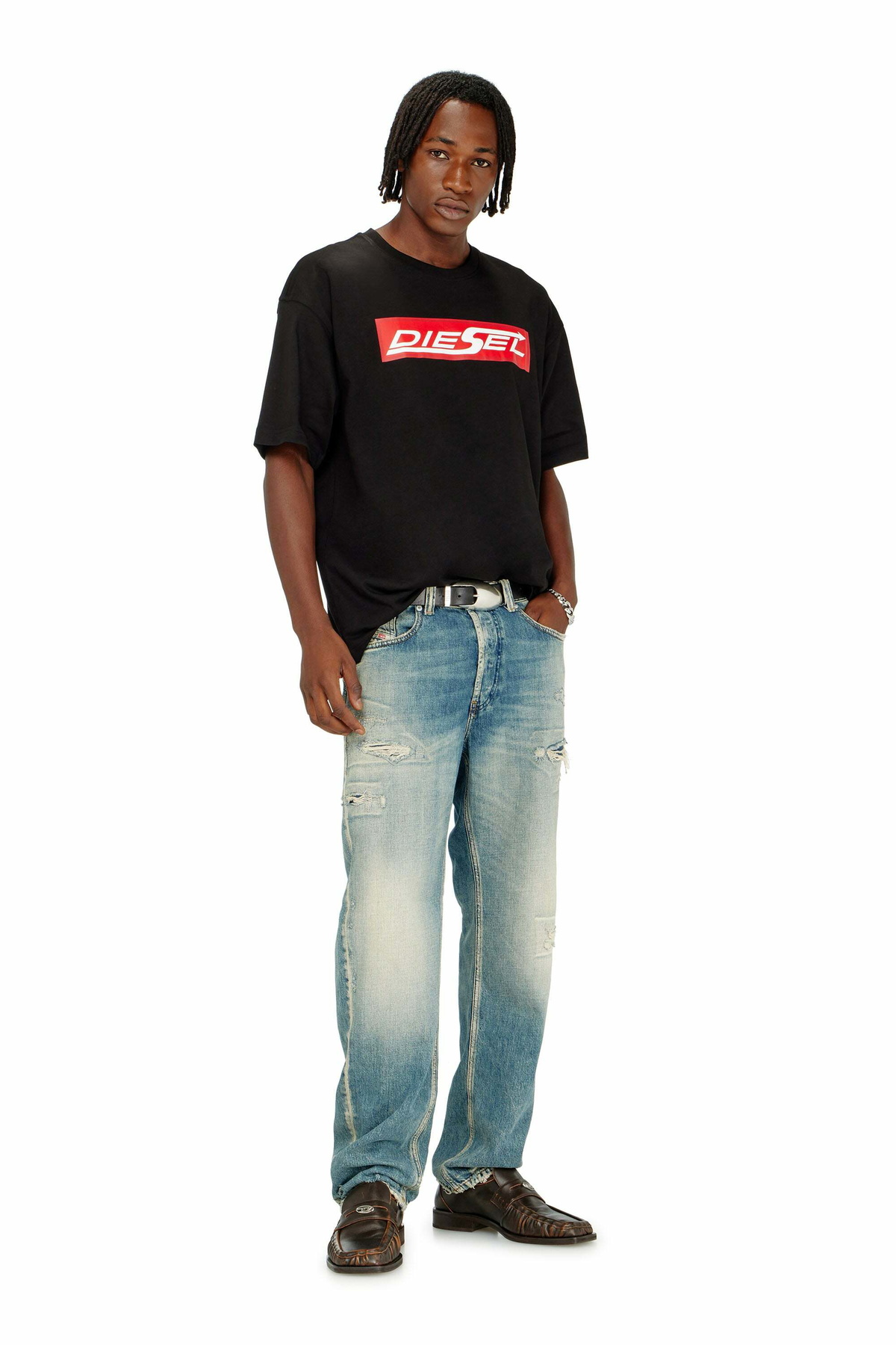 Diesel Cotton T-shirt with Diesel logo print - T-Shirts Mens in Multicolor