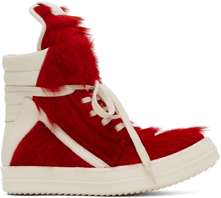 Photo: Rick Owens Red & Off-White Geobasket Sneakers