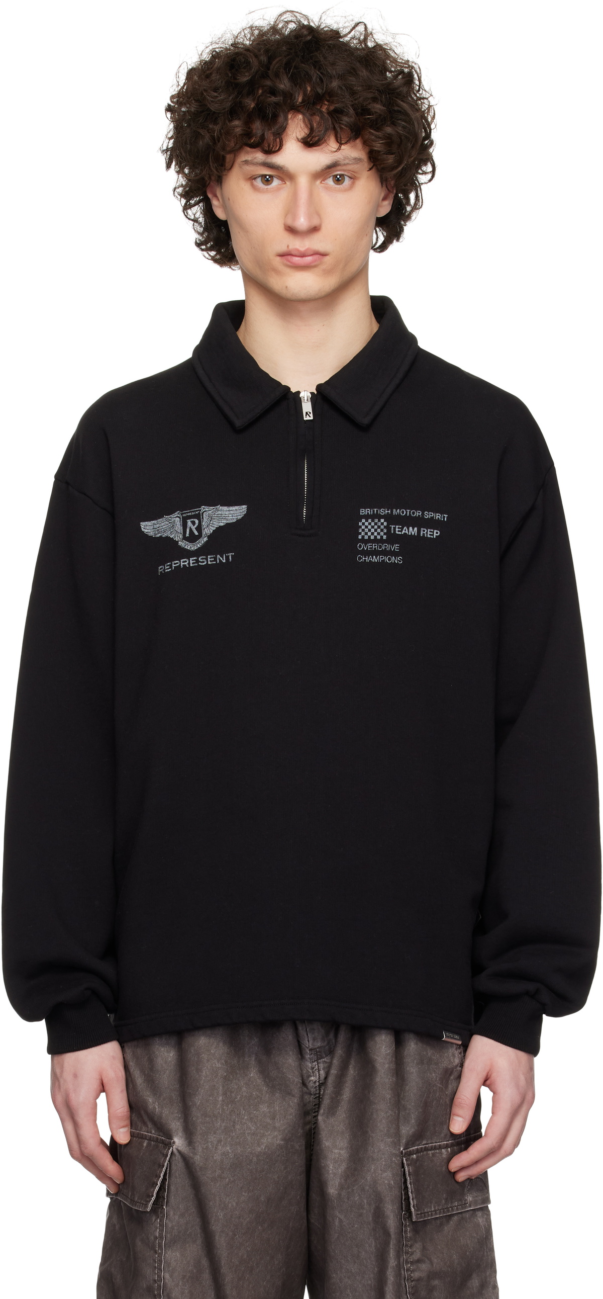 Represent Black 'Team Rep' Quarter Zip Sweatshirt